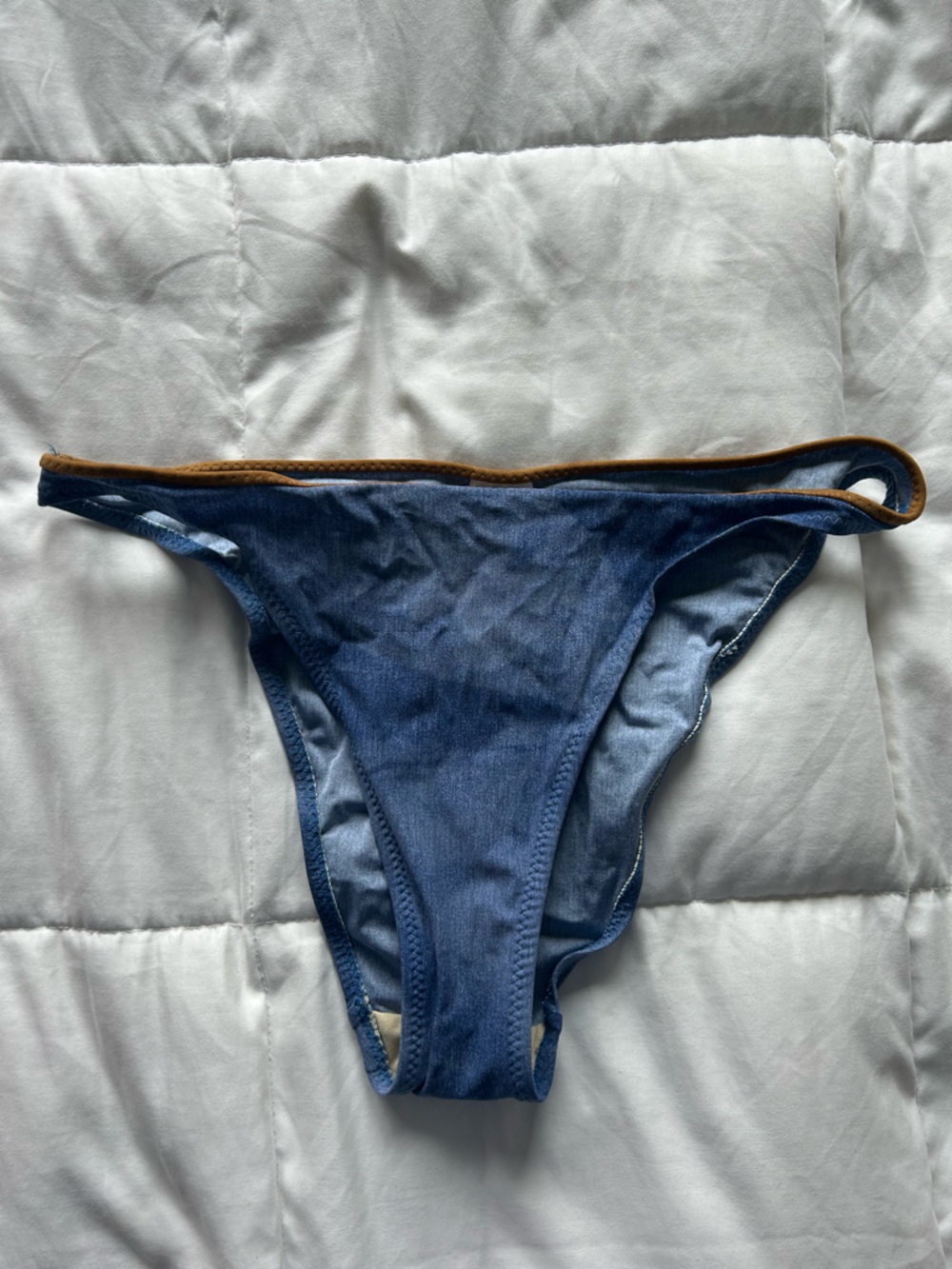 Ekra Blue Halter Bikini Set with Brown Trim Y2K Women’s Small 34C - Picture 10 of 11